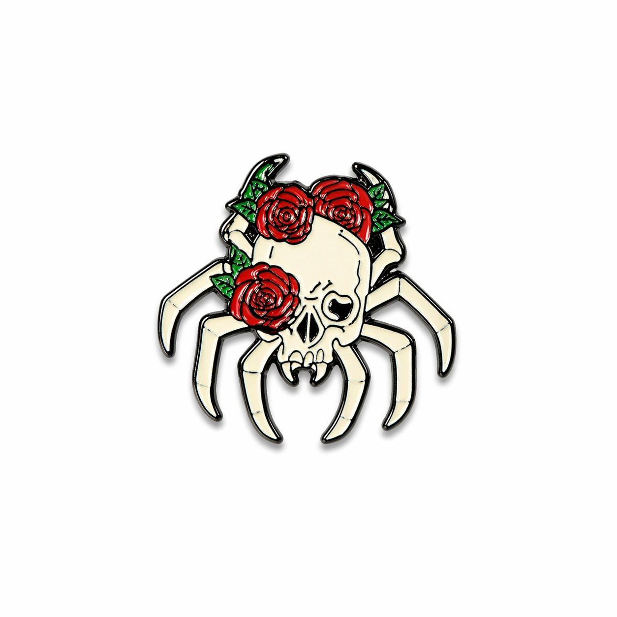 Spider Skull and Roses Pin.
